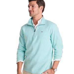 Vineyard Vines Mens Saltwater Aqua Haze 1/4-Zip Pullover